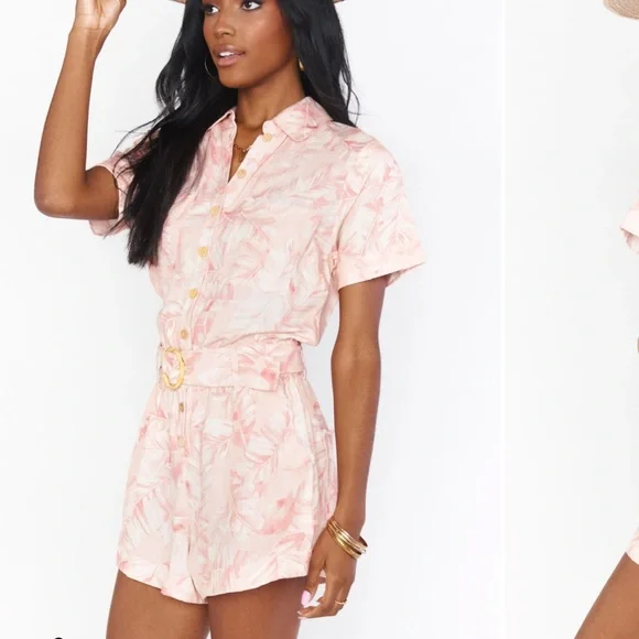 Show Me Your MuMu Bexley Pink Majestic Palm Romper - Picture 3 of 9